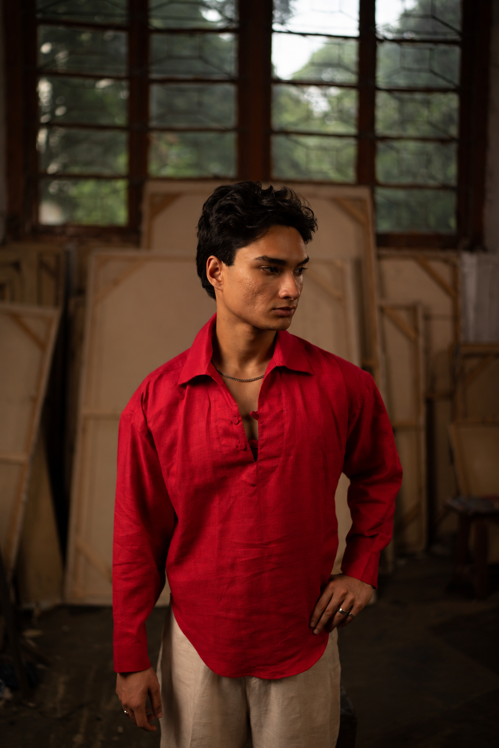 Simple Untitled Shirt: 火/Huǒ — Red