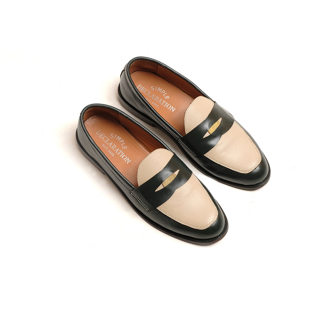 Simple Loafers: Green and Cream