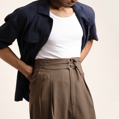 Simple Trousers: Double Fronts Loops in Tobacco