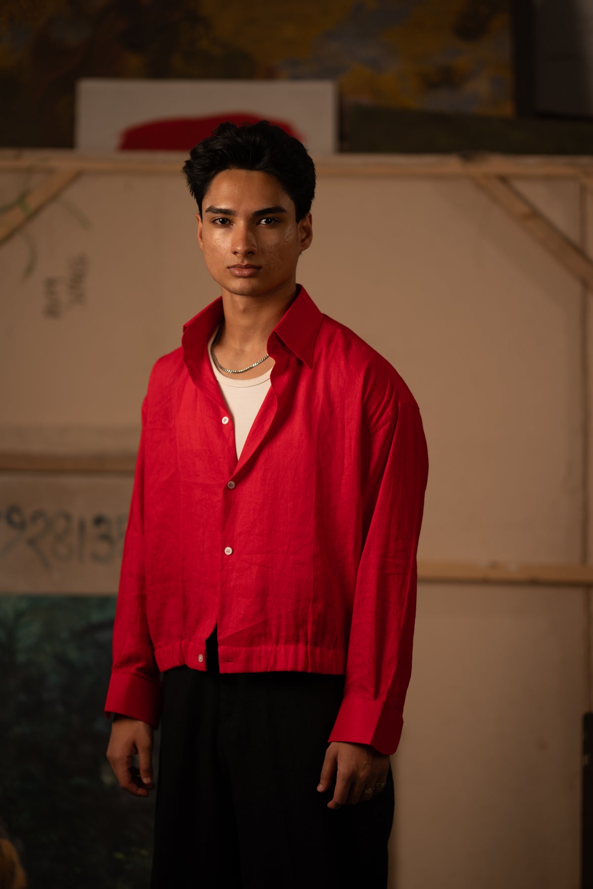 Simple Studio Shirt: 火/Huǒ — Red