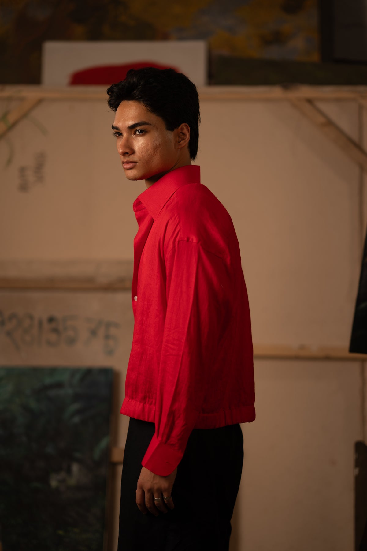 Simple Studio Shirt: 火/Huǒ — Red