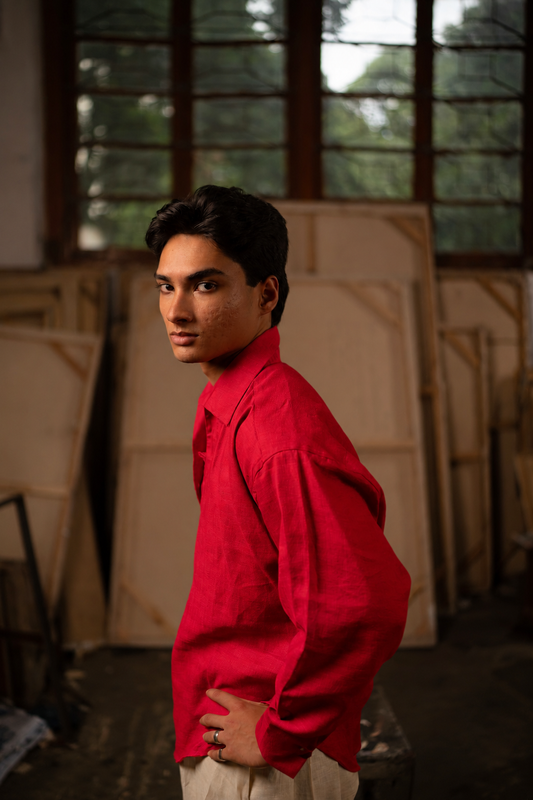 Simple Untitled Shirt: 火/Huǒ — Red