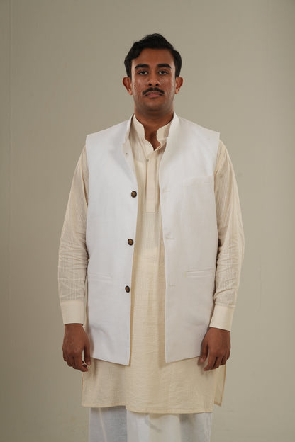 আলো- White Linen Waistcoat