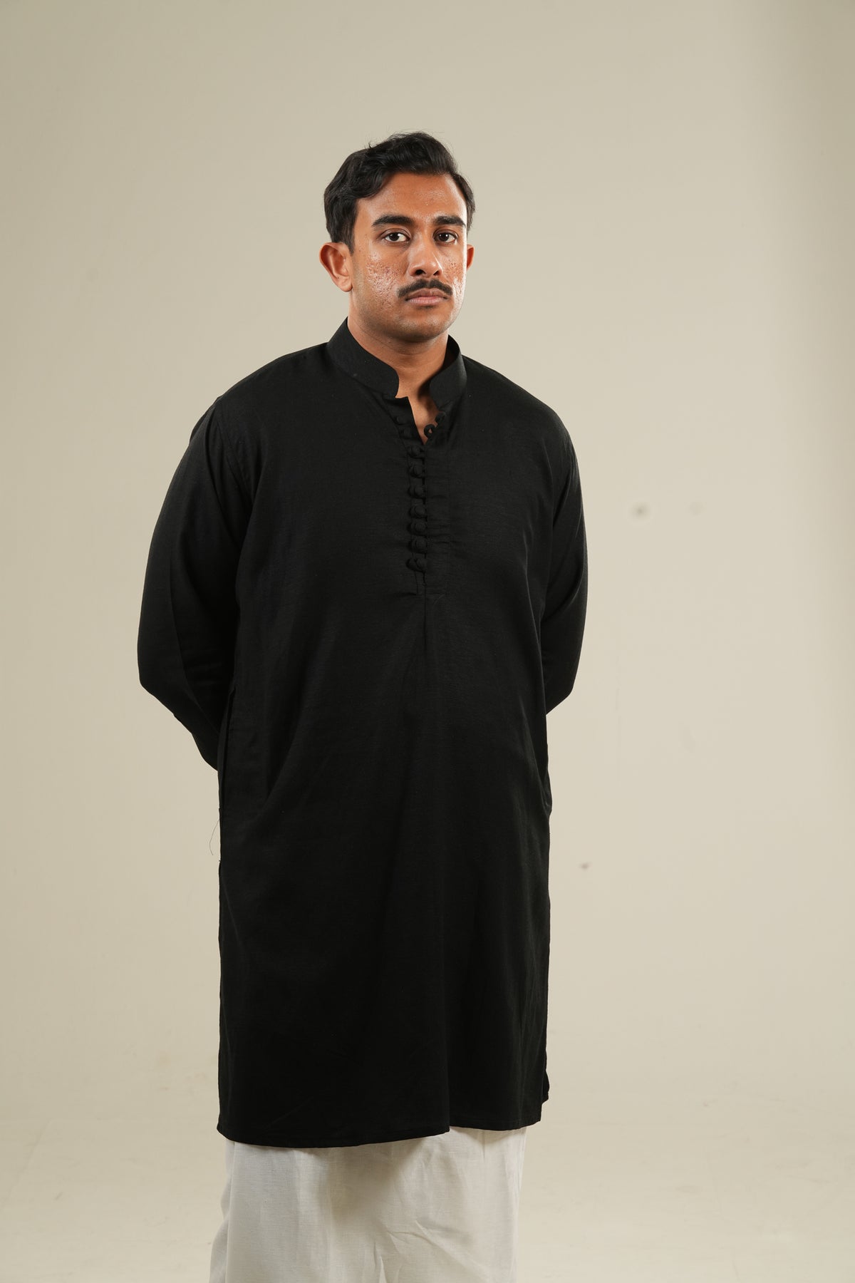 রাত্রি - Black Linen Kurta