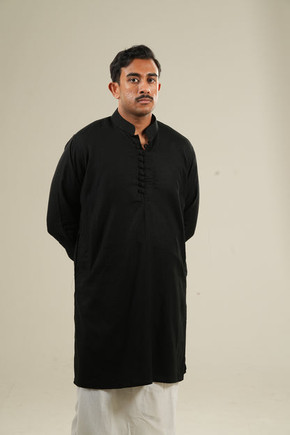 রাত্রি - Black Linen Kurta