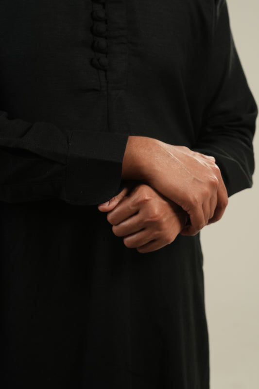 রাত্রি - Black Linen Kurta