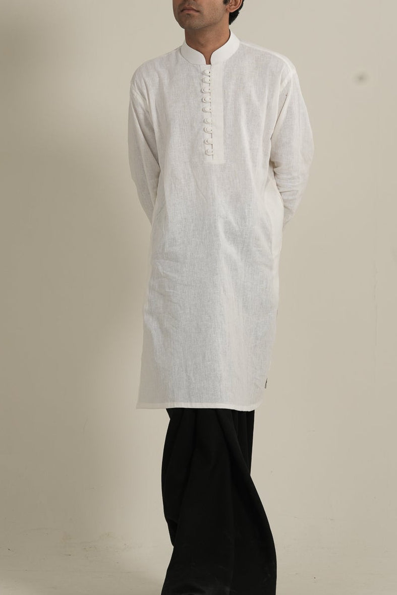 প্রভাত - White Linen Kurta