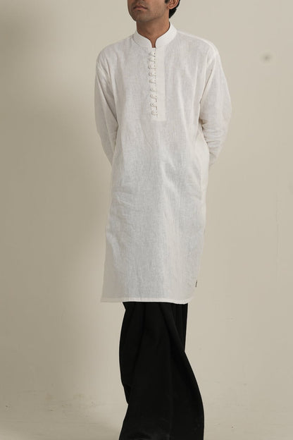 প্রভাত - White Linen Kurta