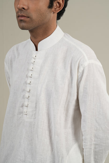 প্রভাত - White Linen Kurta