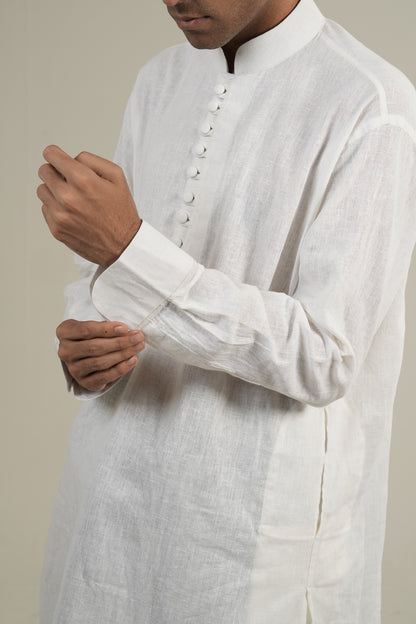 প্রভাত - White Linen Kurta