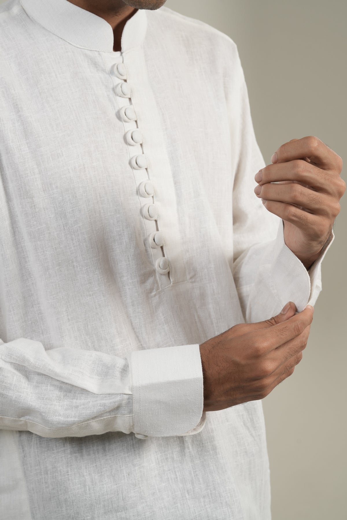 প্রভাত - White Linen Kurta