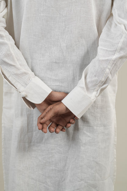 প্রভাত - White Linen Kurta